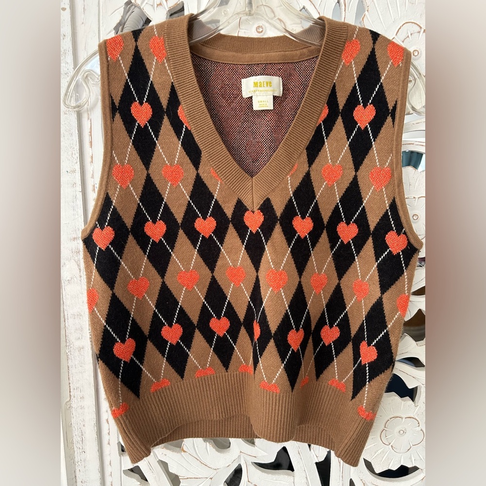 Anthropologie Maeve Heart Knit Vest